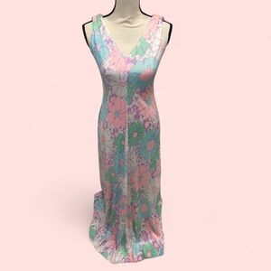 Vintage 60’s-70’s festival flowerchild fairy floral maxi boho dress w/shirt